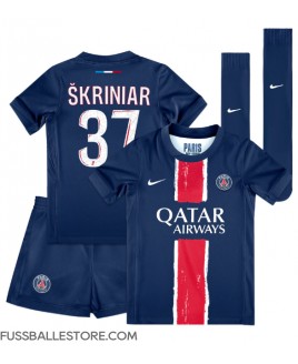 Günstige Paris Saint-Germain Milan Skriniar #37 Heimtrikotsatz Kinder 2024-25 Kurzarm (+ Kurze Hosen)